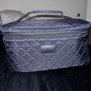 Elegant Quilted Cosmetic Case - Black